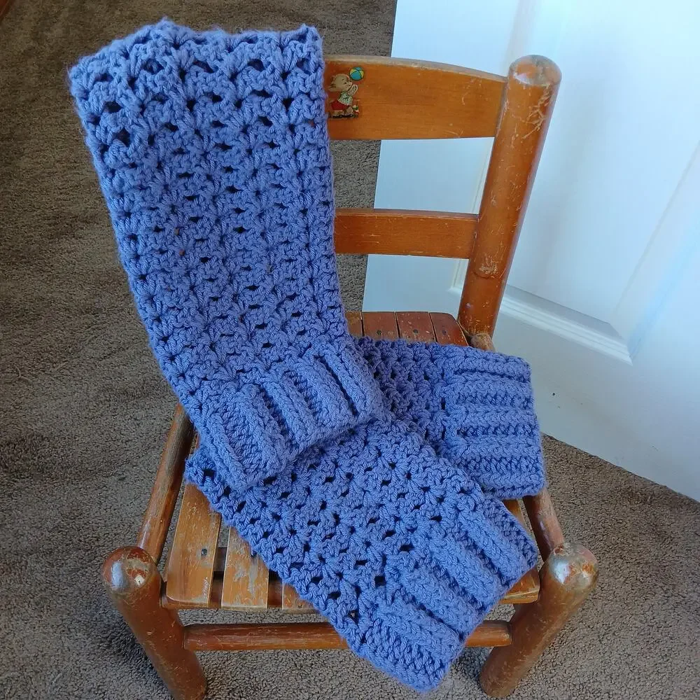 Thistle Leg Warmers OSFM crochet warm thick chunky over knee dance premade - Picture 4 of 12